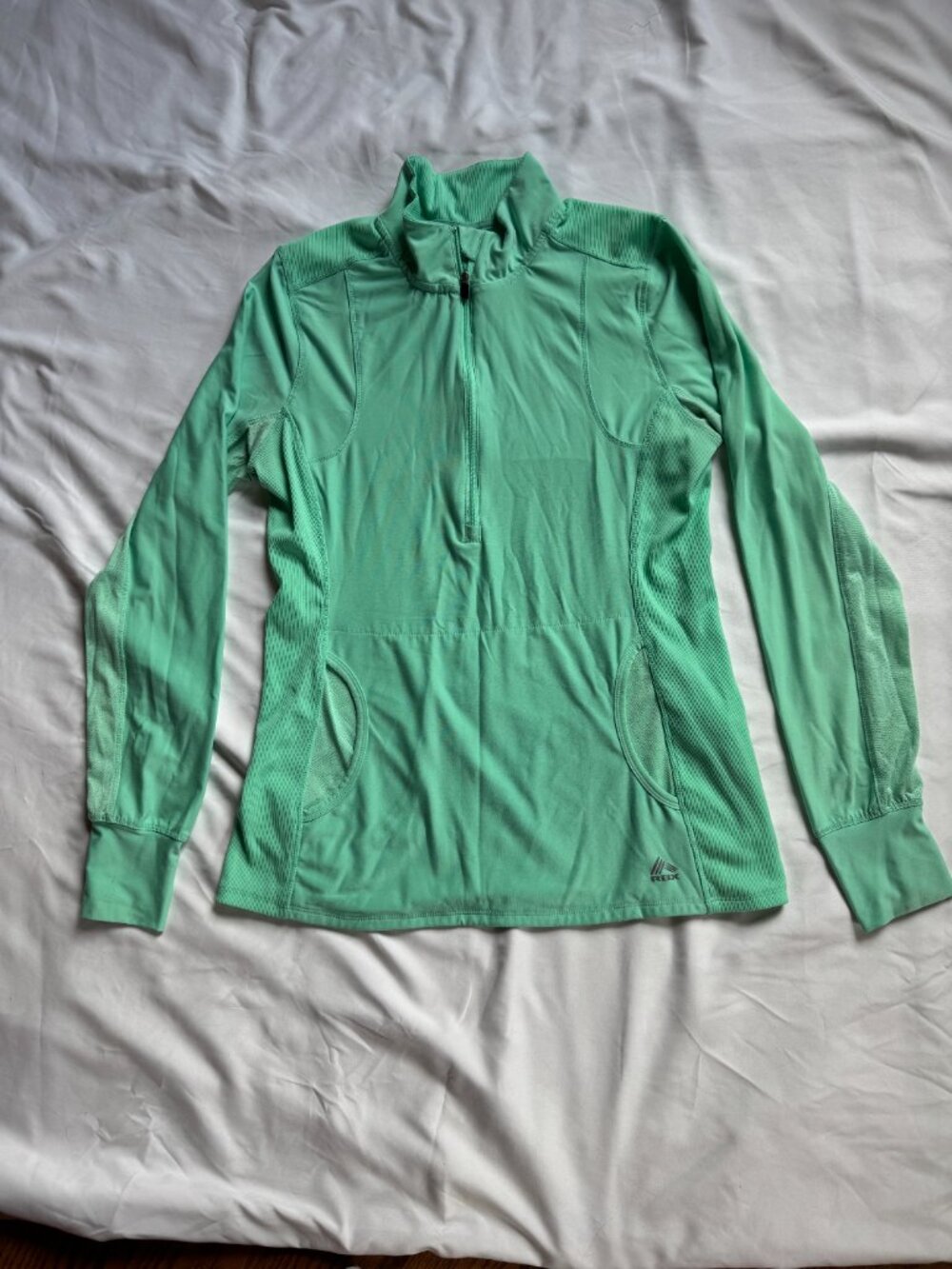 RBX Womens Mint Green 1/4 Zip Performance Pullover Thumbholes Size Medium